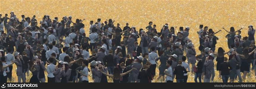 3d illustration of a crowd of people 
