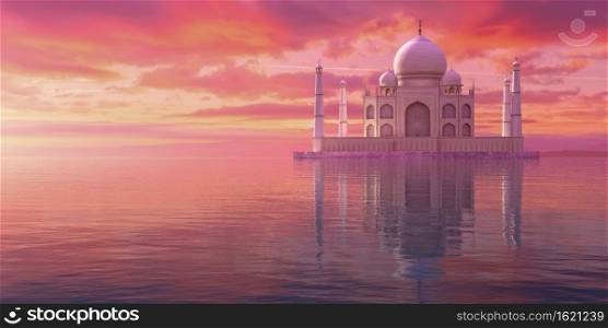 3d illustration of a different perspective of the Taj Mahal