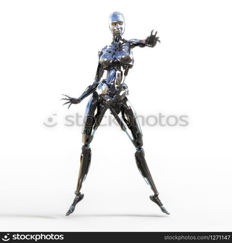 3D Illustration of a female Cyborg