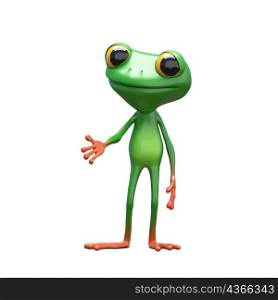 3D Illustration of a Little Green Frog on a White Background