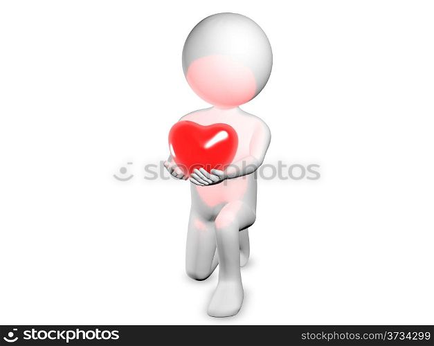 3d illustration of a man with a heart