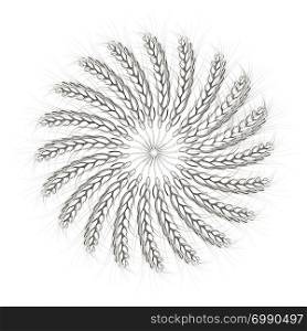 3D illustration of a metal wreath made of wheat spikelets. Design element. 3d render
