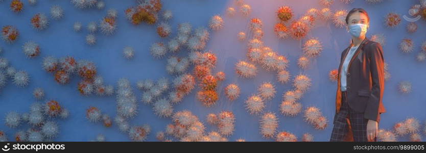 3d illustration of a simulation of the coronavirus virus floating