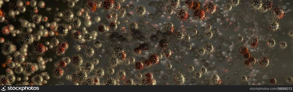 3d illustration of a simulation of the coronavirus virus floating