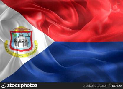 3D-Illustration of a Sint Maarten flag - realistic waving fabric flag.
