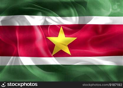 3D-Illustration of a Suriname flag - realistic waving fabric flag.