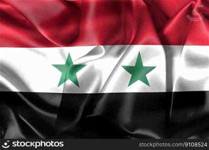 3D-Illustration of a Syria flag - realistic waving fabric flag.