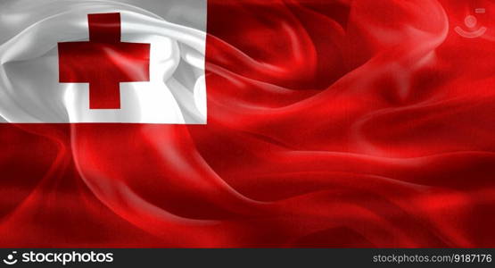 3D-Illustration of a Tonga flag - realistic waving fabric flag.