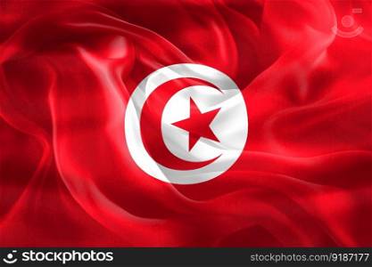 3D-Illustration of a Tunisia flag - realistic waving fabric flag.