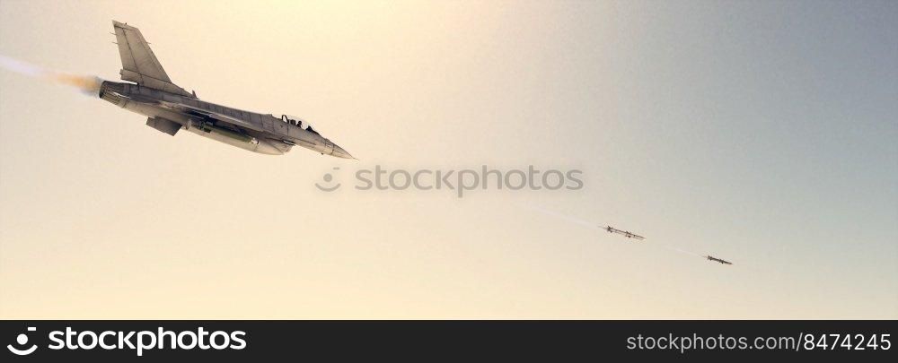 3d illustration of a war plane in the sky