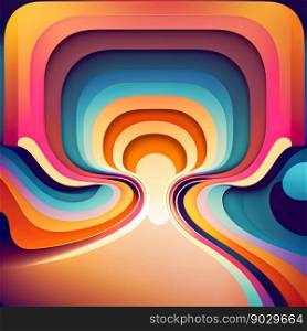 3d illustration of abstract background of colorful neon lights in shape of circle. Abstract background with abstract background