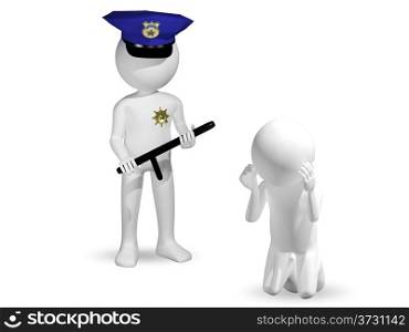 3d illustration of abstract cop and the criminal