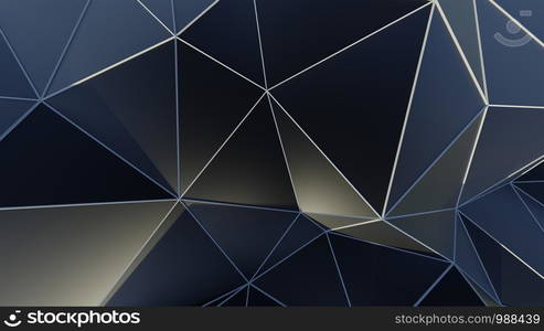 3d ILLUSTRATION, of abstract crystal background, triangular texture, wide panoramic for wallpaper