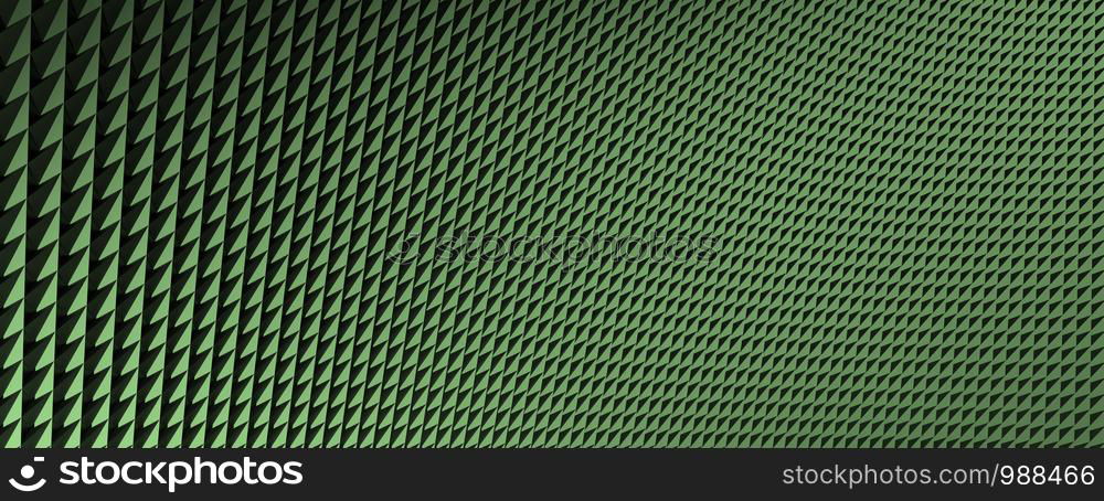 3d ILLUSTRATION, of abstract FUTURISTIC Background, GREEN METAL MESH DESIGN texture, wide panoramic for wallpaper