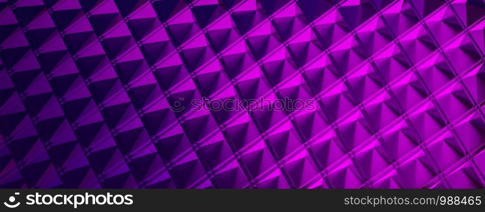 3d ILLUSTRATION, of abstract FUTURISTIC Background, purple METAL MESH DESIGN texture, wide panoramic for wallpaper