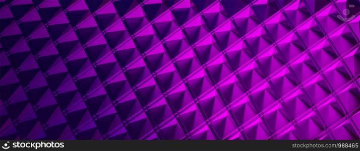 3d ILLUSTRATION, of abstract FUTURISTIC Background, purple METAL MESH DESIGN texture, wide panoramic for wallpaper