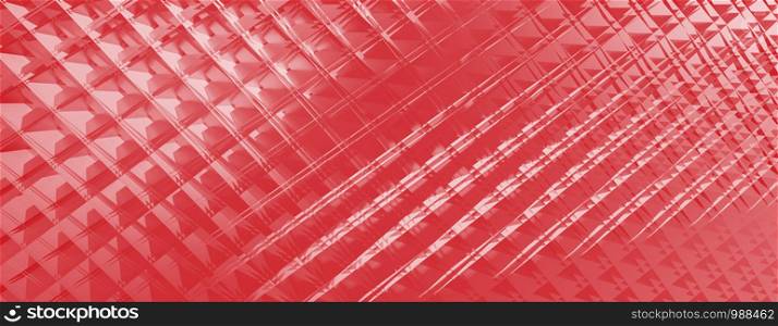 3d ILLUSTRATION, of abstract FUTURISTIC Background, red METAL MESH DESIGN texture, wide panoramic for wallpaper