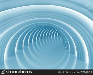 3d Illustration of Abstract Long Blue Tunnel