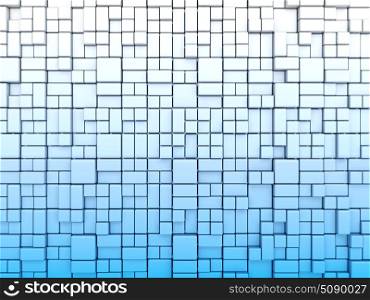 3D illustration of abstract structure of cubes with blue gradient