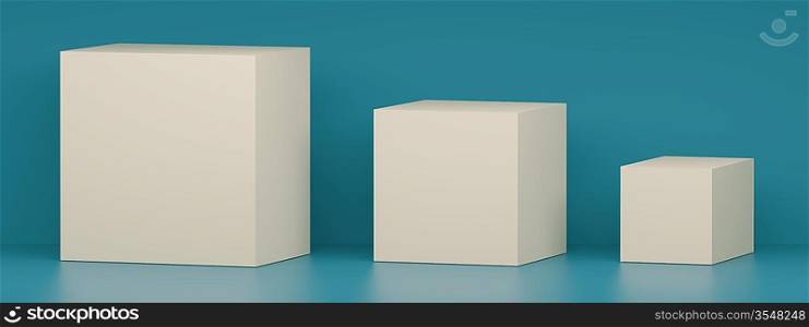 3d Illustration of Abstract White Boxes