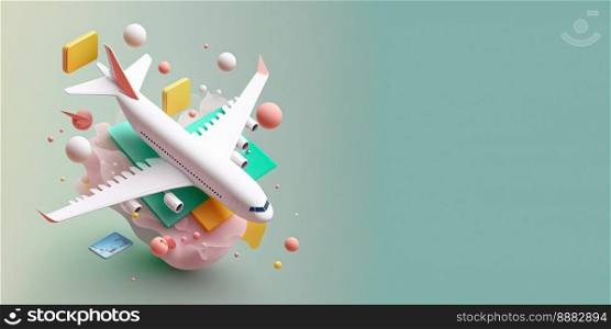 3D Illustration of Airplane transportation for banner background