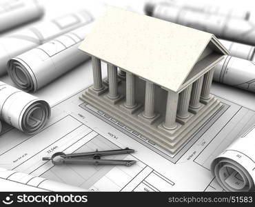 3d illustration of an ancient building reconstruction project