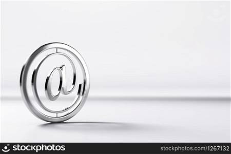 3D illustration of an email symbol over grey background. Internet service concept.. Contact, 3D Email Symbol Over Grey Background