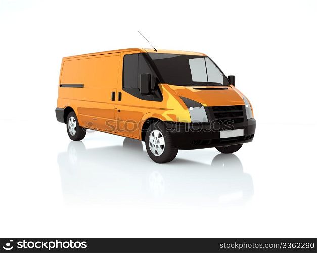 3d illustration of an orange van