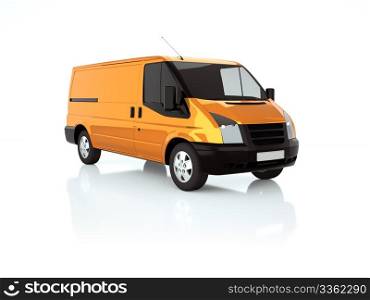 3d illustration of an orange van