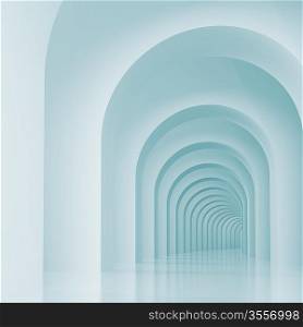 3d Illustration of Architectural Background or Arches Interior