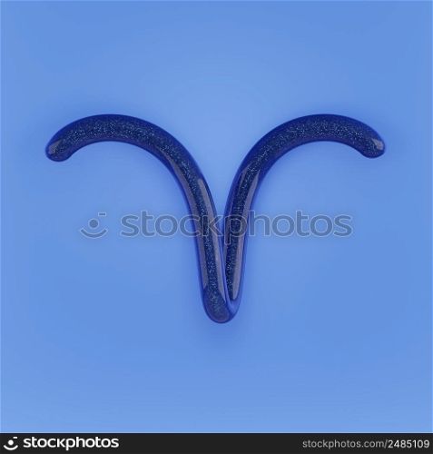 3D illustration of Aries Zodiac sign. Glittering and shining blue Aries Zodiac sign