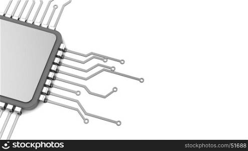 3d illustration of background with cpu circuit and copy space