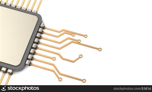 3d illustration of background with processor circuit and copy space