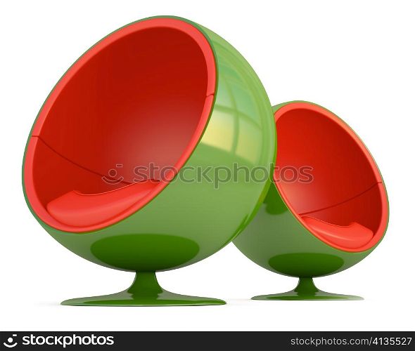 3d Illustration of Ball Chairs Isolated on White