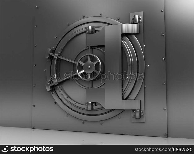 3d illustration of bank vault steel door