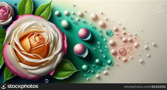 3D Illustration of Beautiful Colorful Rose Flower