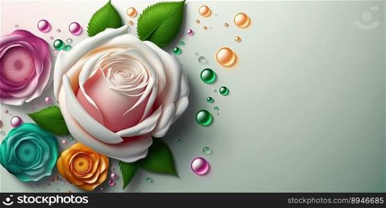 3D Illustration of Beautiful Colorful Rose Flower In Bloom