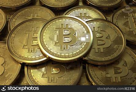 3d illustration of bitcoins stack background