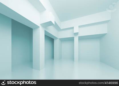 3d Illustration of Blue Abstract Architecture Background