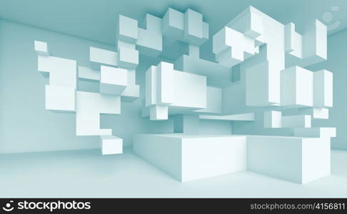 3d Illustration of Blue Abstract Architecture Background