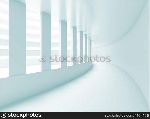 3d Illustration of Blue Abstract Architecture Construction