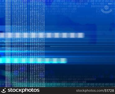 3d illustration of blue background with machine code