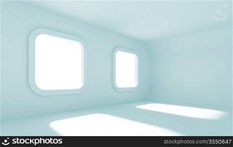 3d Illustration of Blue Empty Room Background