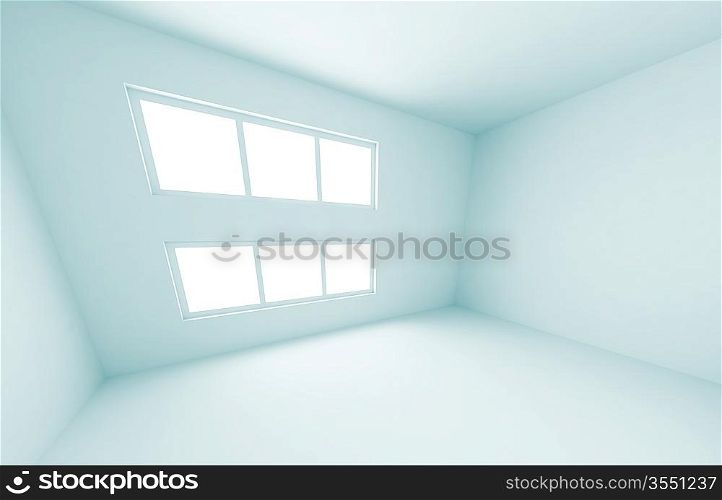 3d Illustration of Blue Empty Room Design