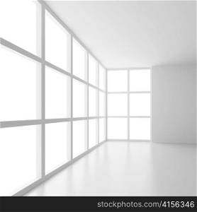 3d Illustration of Blue Futuristic Empty Room