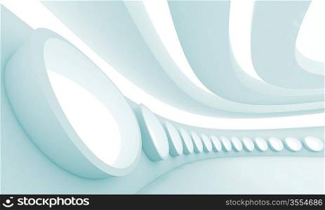 3d Illustration of Blue Futuristic Interior Design