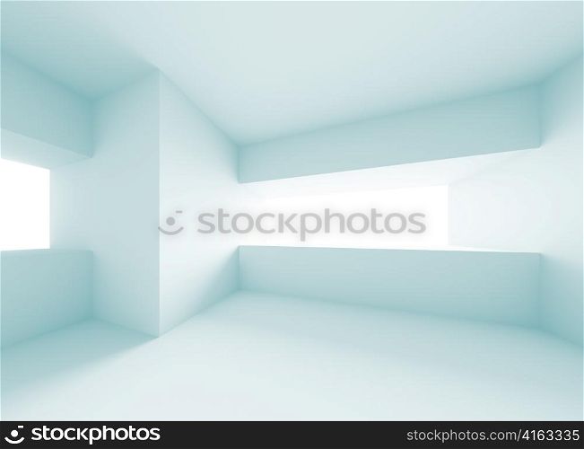 3d Illustration of Blue Futuristic Interior Design