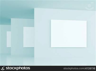 3d Illustration of Blue Gallery Interior Background