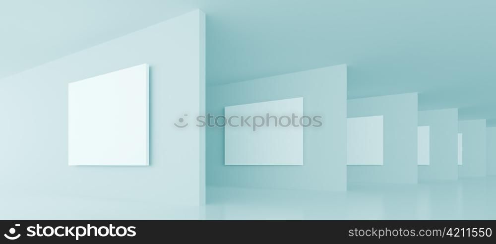 3d illustration of Blue Gallery Interior Background
