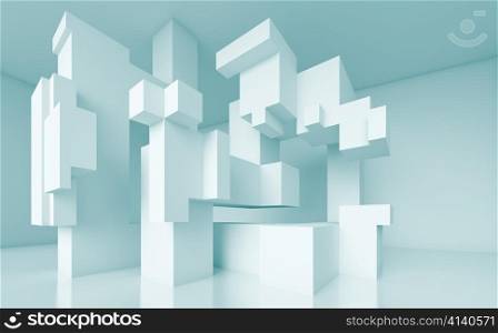 3d Illustration of Blue Modern Architecture Background